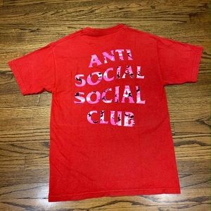 Anti social social club red tee ( pink camo)